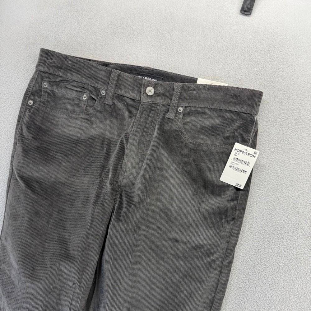 Lucky Brand Pants Mens 32x30 Gray 121 Slim Straight Corduroy Stretch Preppy NEW